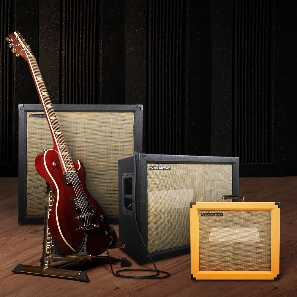 Sound Town GUC412OR-EC 4 x 12" Empty Closed-back Guitar Speaker Cabinet, Plywood, Orange - DIY Build Your Own