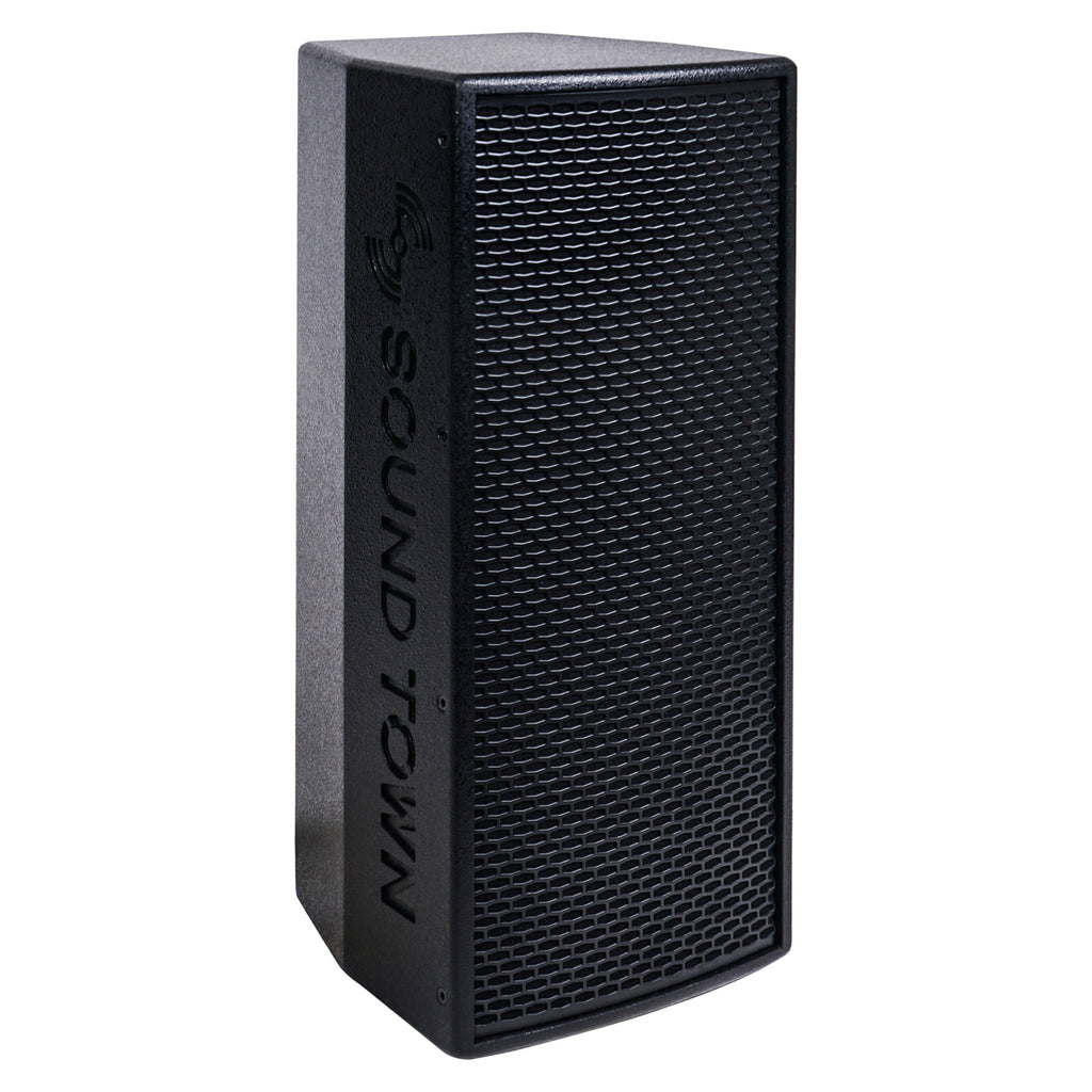 Sound Town KALE-208BPW KALE Series Dual 8” 600W Powered DJ PA Speaker with Bluetooth, Titanium Compression Driver and 3-Channel Mixer, Black - Right View