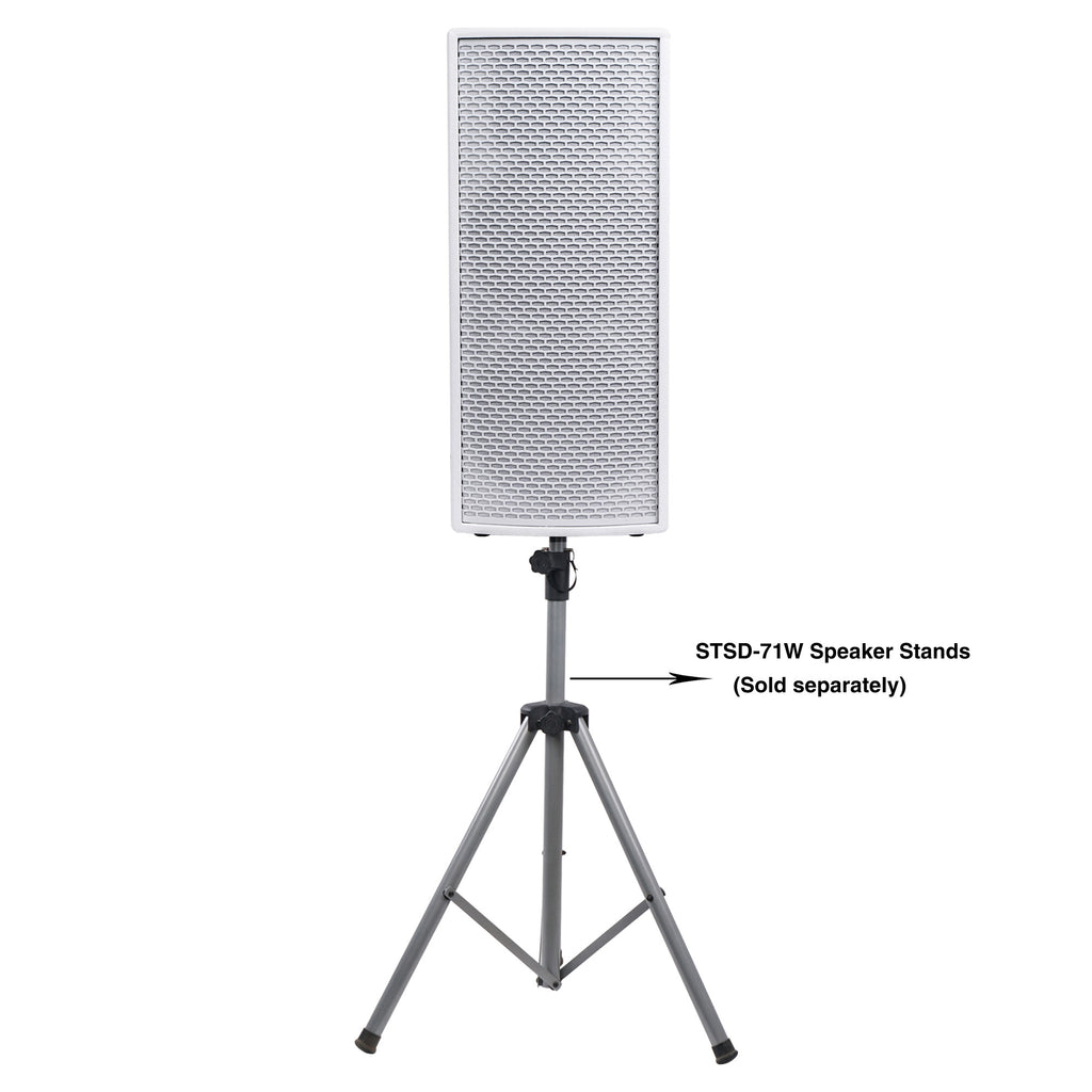 ound Town KALE-208WPW KALE Series Dual 8” 600W Powered DJ PA Speaker with Bluetooth, Titanium Compression Driver and 3-Channel Mixer, White, with Stands