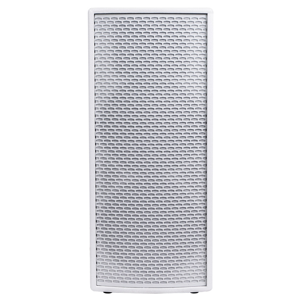 Sound Town KALE-208WPW KALE Series Dual 8” 600W Powered DJ PA Speaker with Bluetooth, Titanium Compression Driver and 3-Channel Mixer, White - Front Panel