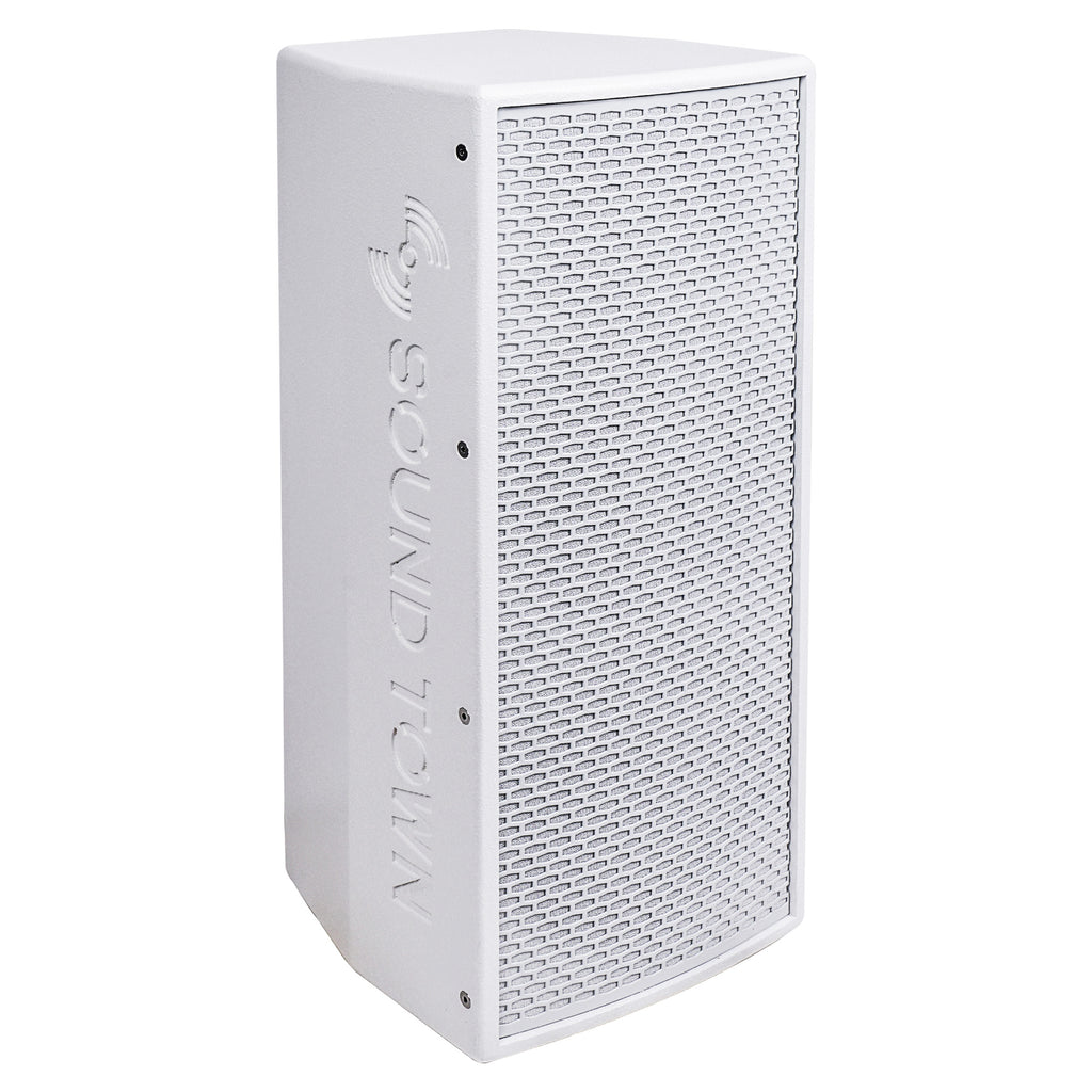 Sound Town KALE-208WPW KALE Series Dual 8” 600W Powered DJ PA Speaker with Bluetooth, Titanium Compression Driver and 3-Channel Mixer, White - Right Panel