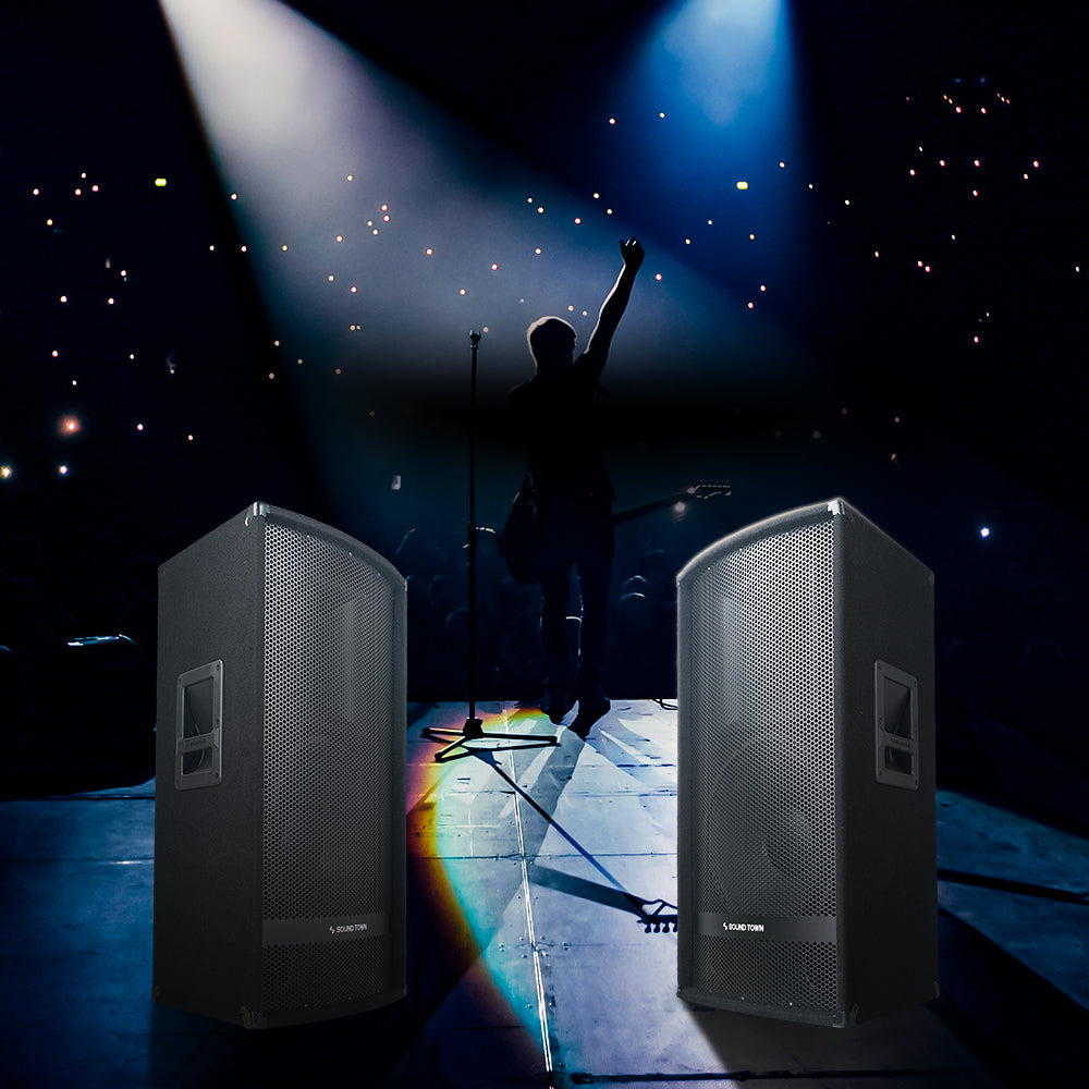 Sound Town METIS-115-PAIR METIS Series 15” 700W 2-Way Full-range Passive DJ PA Pro Audio Speaker with Compression Driver for Live Sound and Live Events