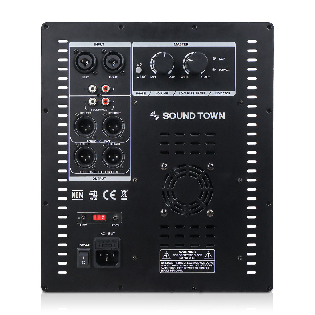 Sound Town METIS-18PWG METIS Series 2400 Watts 18" Powered Subwoofer with Class-D Amplifier, 4-inch Voice Coil, High-Pass Filter - Plate Amp Module