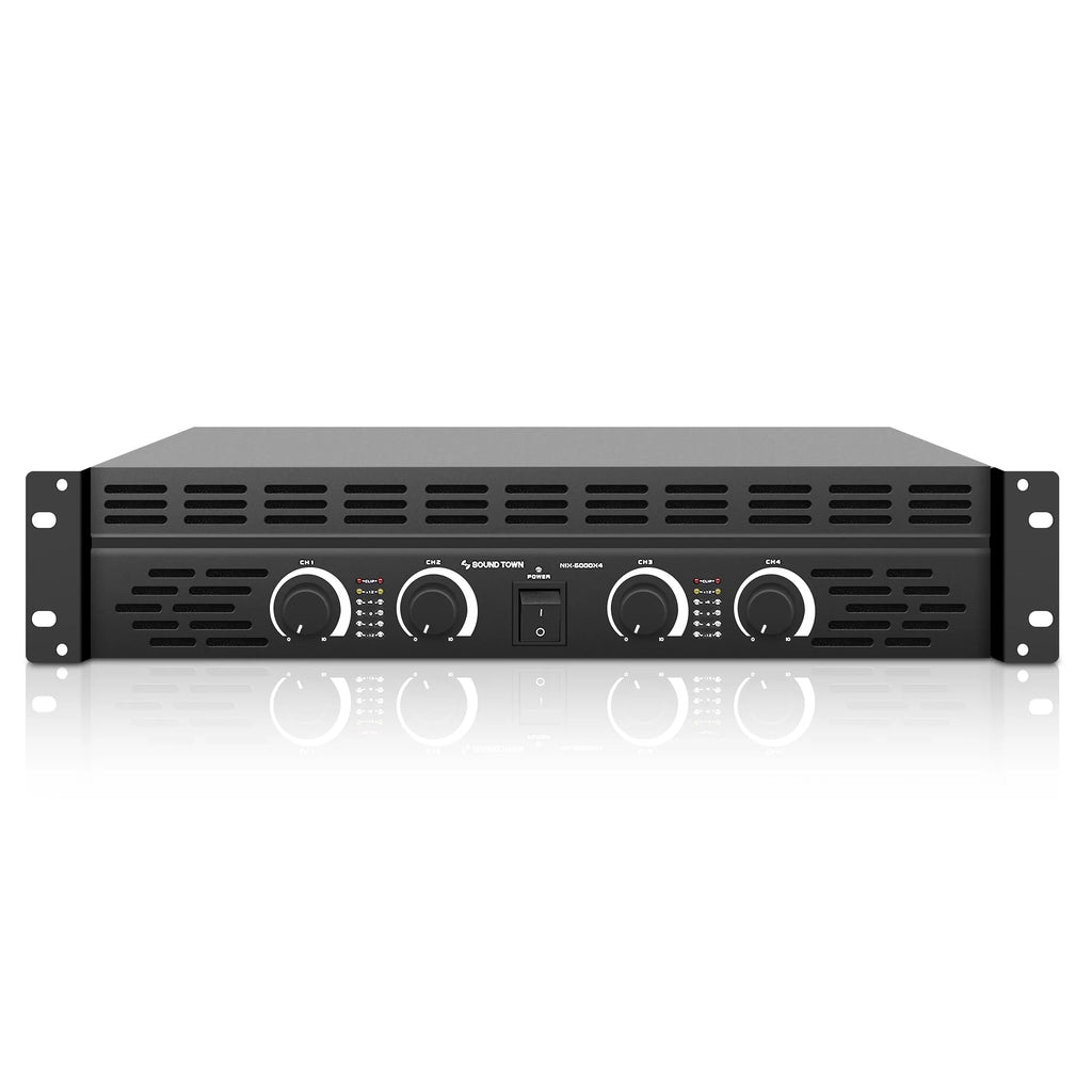 Sound Town NIX-6000X4-R 4-Channel 4 X 750W at 4-ohm, 6000W Peak Output Professional Power Amplifier, Refurbished - Front Panel