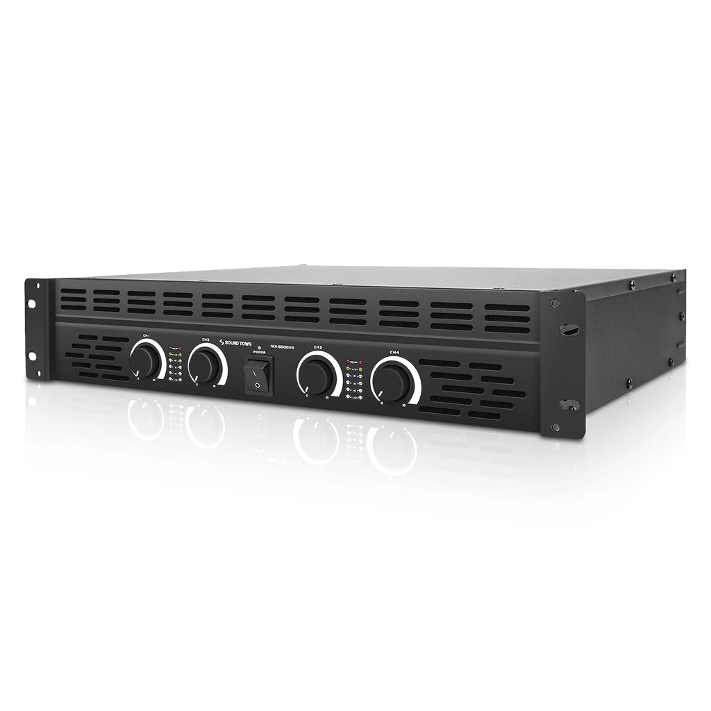Sound Town NIX-6000X4-R 4-Channel 4 X 750W at 4-ohm, 6000W Peak Output Professional Power Amplifier, Refurbished - Left Panel