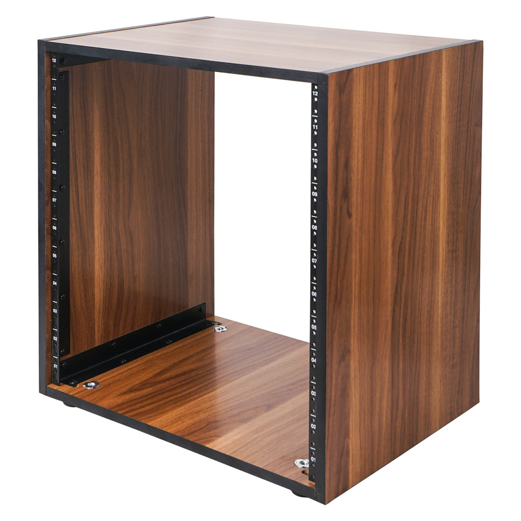 Sound Town SDRK-12WN 12U (12-Space) Studio Equipment Rack with Furniture Grade Walnut Laminate, Rubber Feet, Casters, for Recording Room, PA/DJ Pro Audio, DIY, Audio Gear Storage and Organization