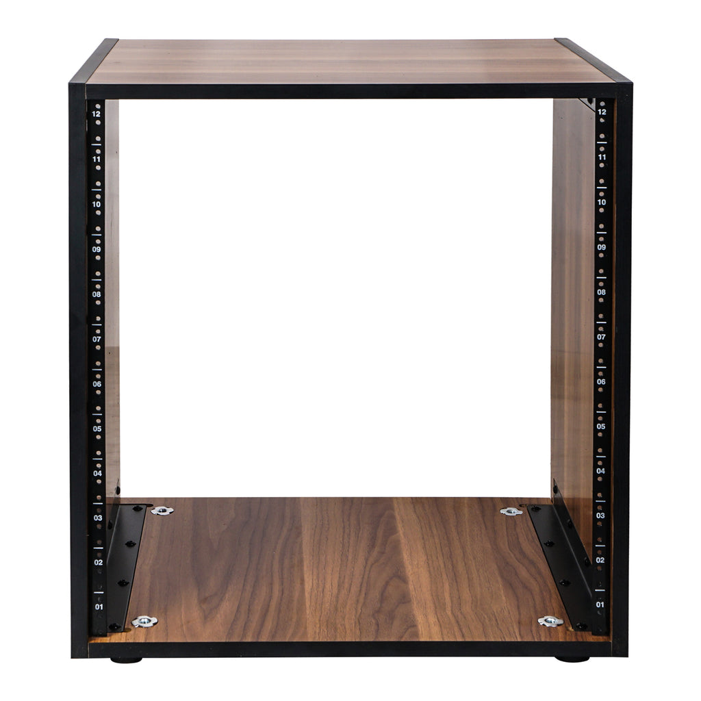 Sound Town SDRK-12WN 12U (12-Space) Studio Equipment Rack with Furniture Grade Walnut Laminate, Rubber Feet Bumpers, Casters, Rack Rails for Recording Room, PA/DJ Pro Audio, DIY