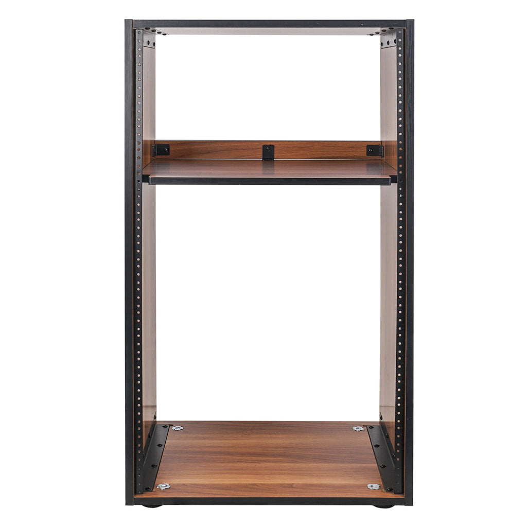 Sound Town SDRK-20UWN DIY 20U Space Studio Equipment Rack w/ Furniture Grade Walnut Laminate, Rubber Feet, Casters - Straight Design, Wood, Universal, Server