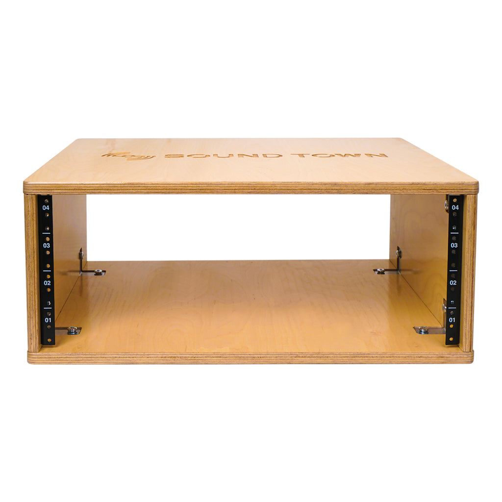 Sound Town SDRK-Y4 DIY 4U (4-Space) Studio & Recording Equipment Rack with Baltic Birch Plywood, Golden Oak - for Home Audio Room, PA/DJ Pro Audio, Rackmountable Gear