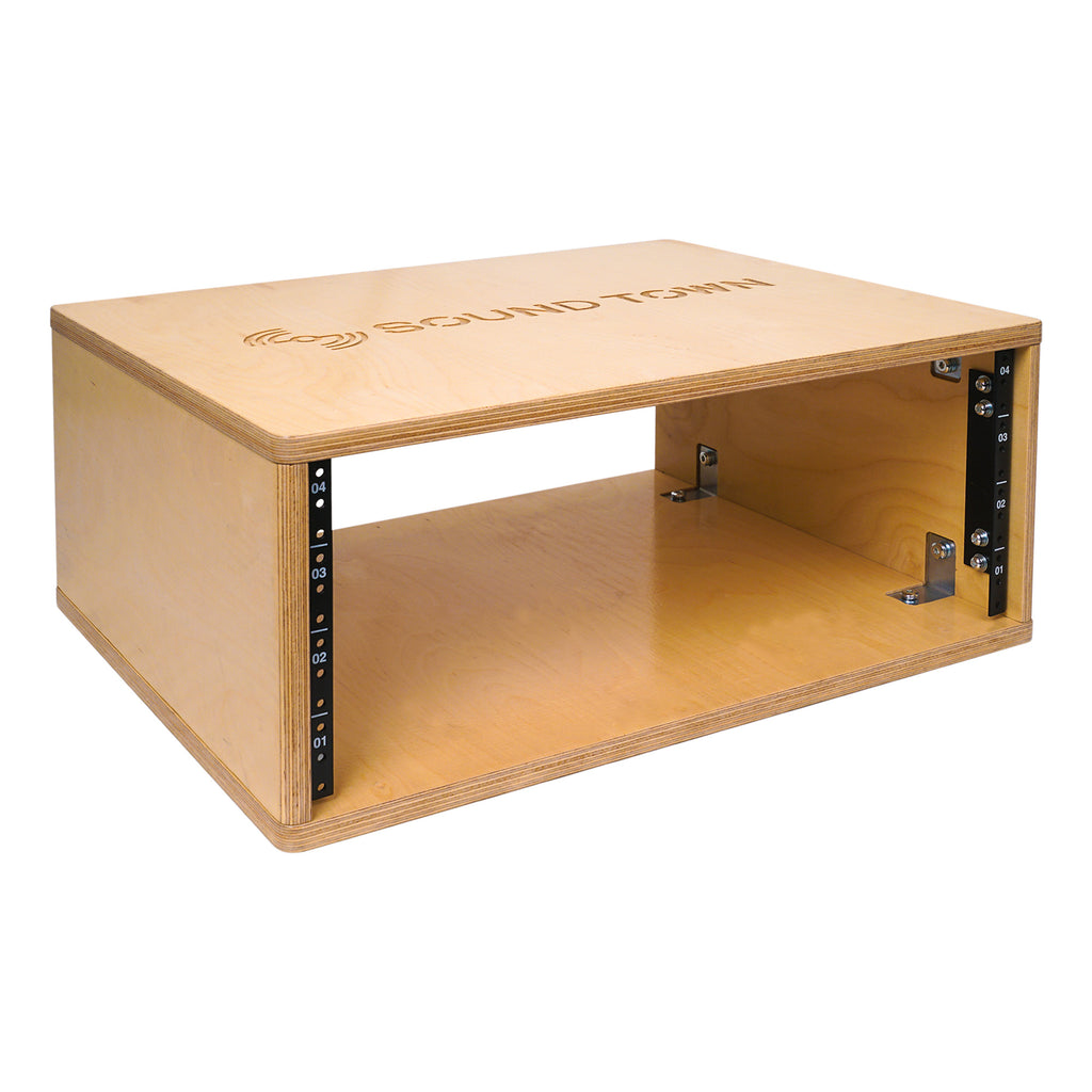 Sound Town SDRK-Y4 DIY 4U (4-Space) Studio & Recording Equipment Rack with Baltic Birch Plywood, Golden Oak - for Home Audio Room, PA/DJ Pro Audio, Rackmount Gear