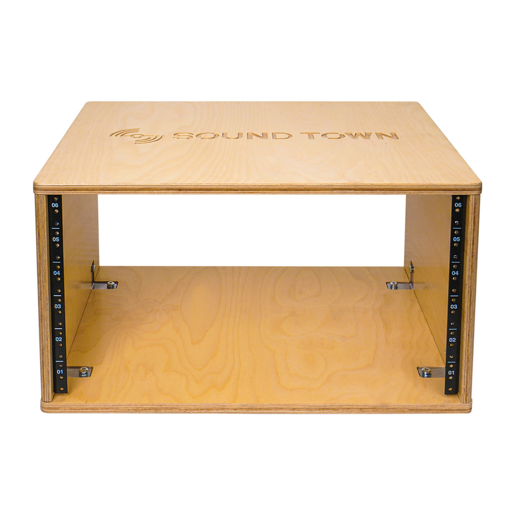 Sound Town SDRK-Y6 DIY 6U (6-Space) Studio & Recording Equipment Rack w/ Baltic Birch Plywood, Golden Oak - for Home Audio Room, PA/DJ Pro Audio, Rackmountable Devices