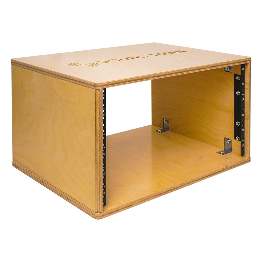 Sound Town SDRK-Y6 DIY 6U (6-Space) Studio & Recording Equipment Rack w/ Baltic Birch Plywood, Golden Oak - for Home Audio Room, PA/DJ Pro Audio, Rackmount Gear