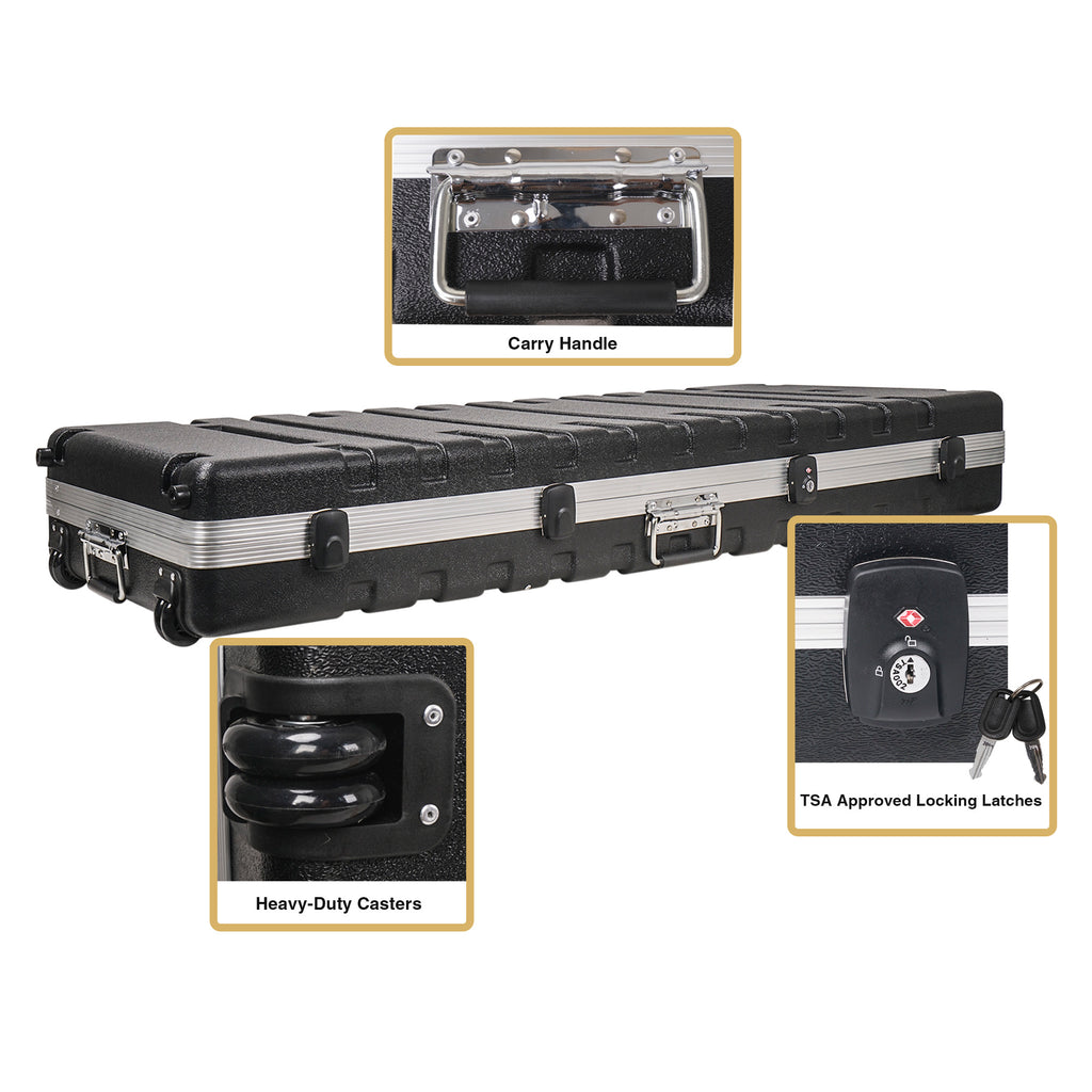 Sound Town STKBC-61 Lightweight 61-Note Digital Piano Keyboard Case, ATA Flight Case - Carry handles, Heavy-Duty Casters, and TSA Locking Latches