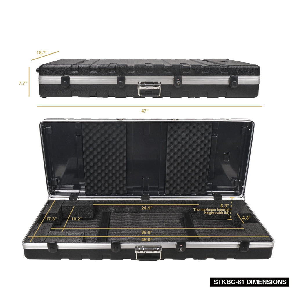 Sound Town STKBC-61-R Lightweight 61-Note Digital Piano Keyboard Case, ATA Flight Case, Refurbished - Size, and Dimensions