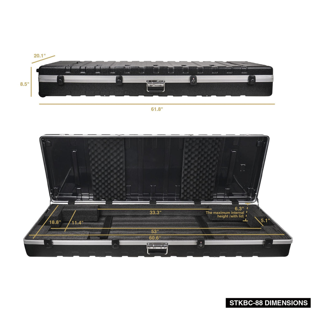 Sound Town STKBC-88-R Lightweight 88-Note Digital Piano Keyboard Case, ATA Flight Case, Refurbished - Size, and Dimensions