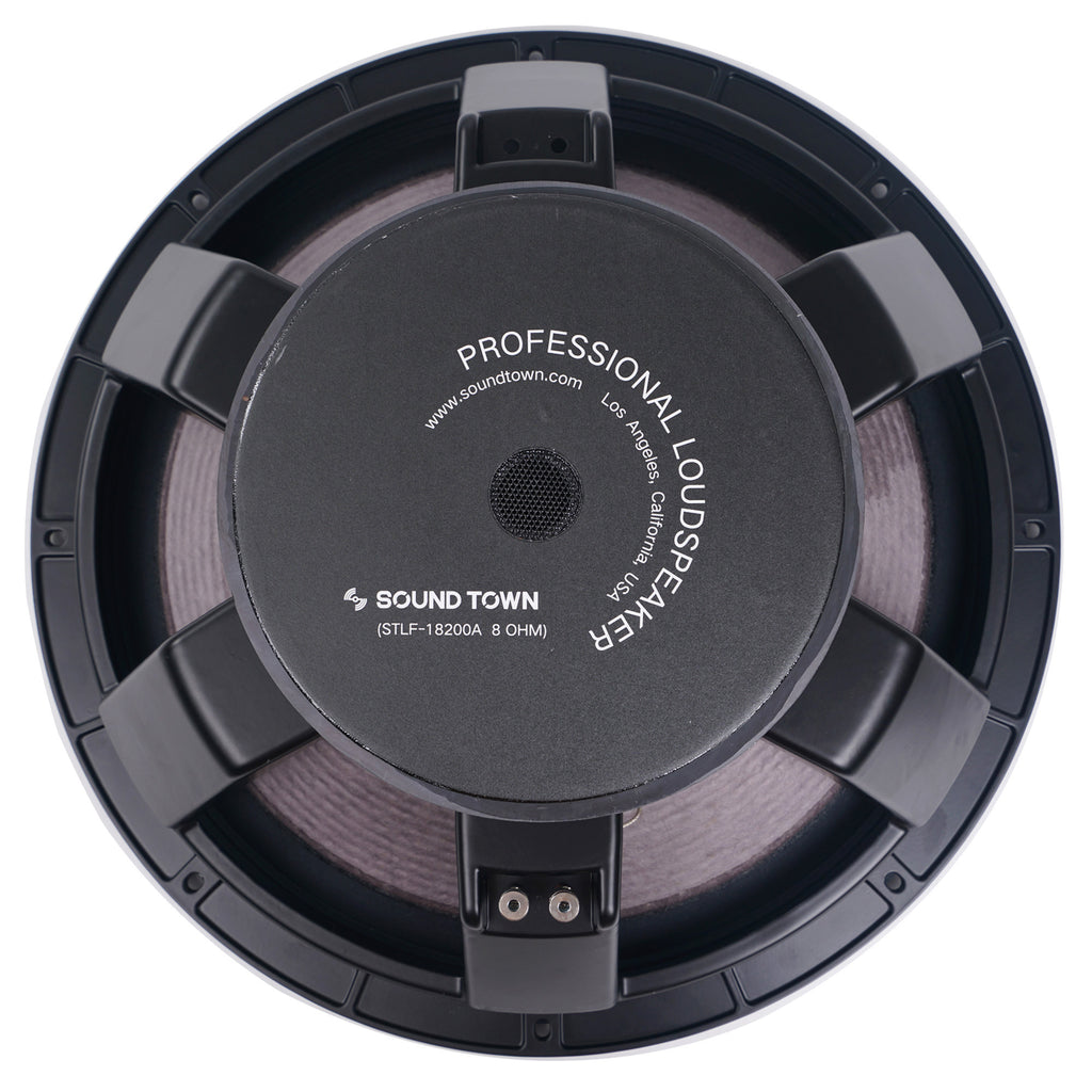 Sound Town STLF-18200A 18" Cast Aluminum Frame High-Power Raw Woofer Speaker, 800 Watts Pro Audio PA DJ Replacement Subwoofer Low Frequency Driver - Back View