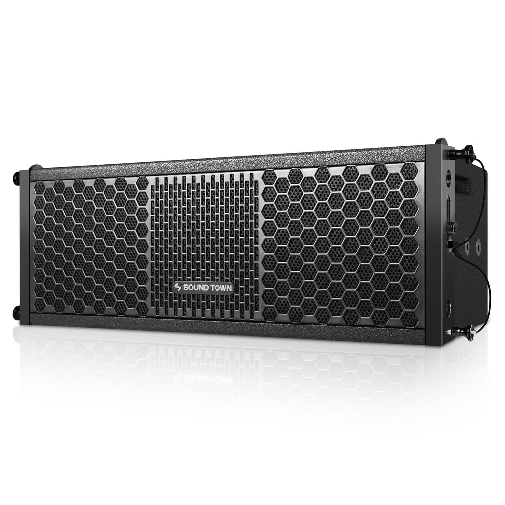 Sound Town ZETHUS-115SPW205V2X4 ZETHUS Series 2 X 5” Passive Line Array Loudspeaker System w/ Dual Titanium Compression Drivers, Black - Left Panel