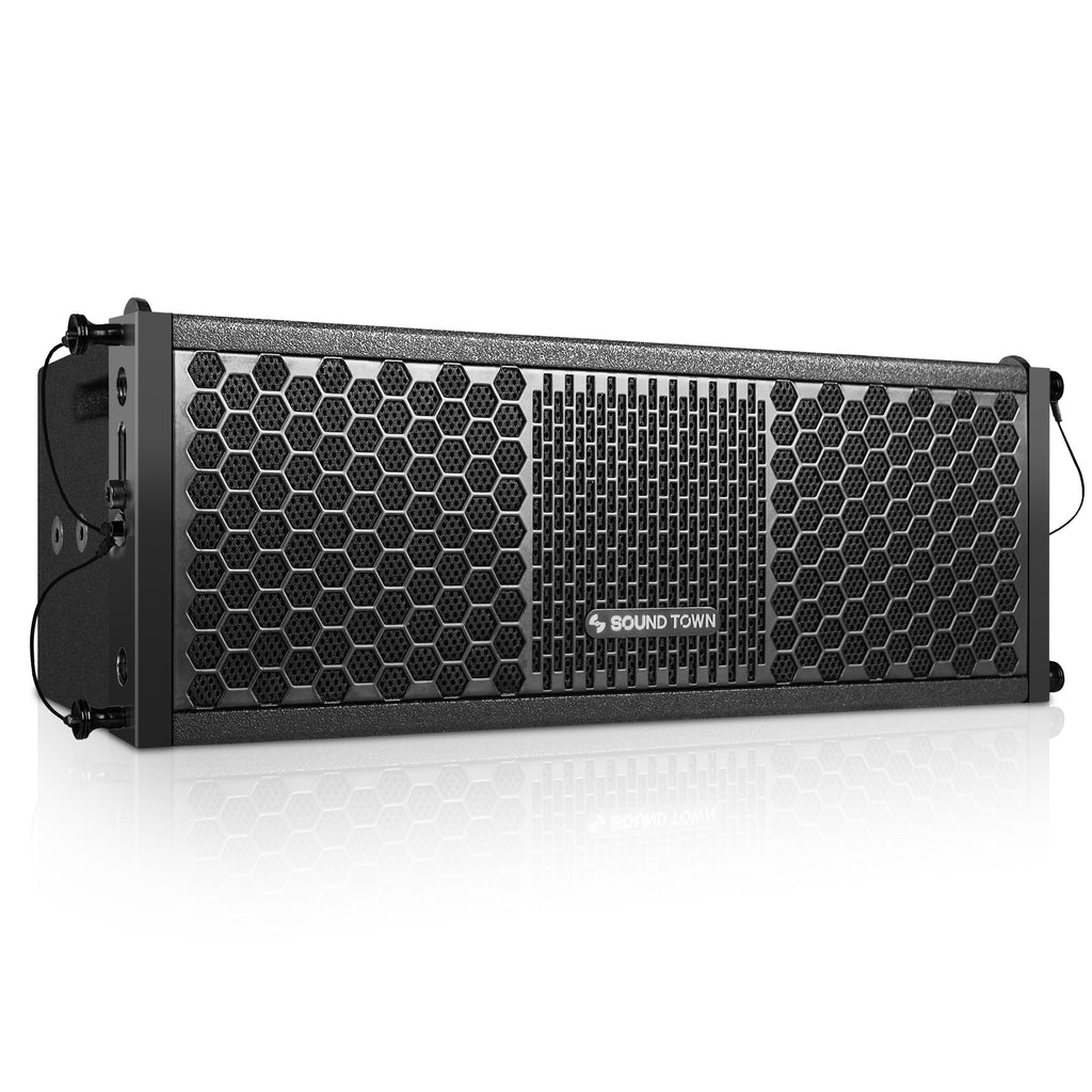 Sound Town ZETHUS-115SPW205V2X4 ZETHUS Series 2 X 5” Passive Line Array Loudspeaker System w/ Dual Titanium Compression Drivers, Black - Right Panel