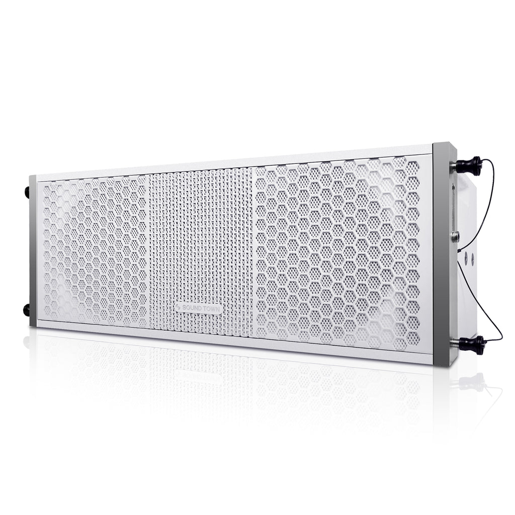 Sound Town ZETHUS-115SW208W ZETHUS Series 2 X 8” Line Array Loudspeaker System with Titanium Compression Driver, White - Right Panel