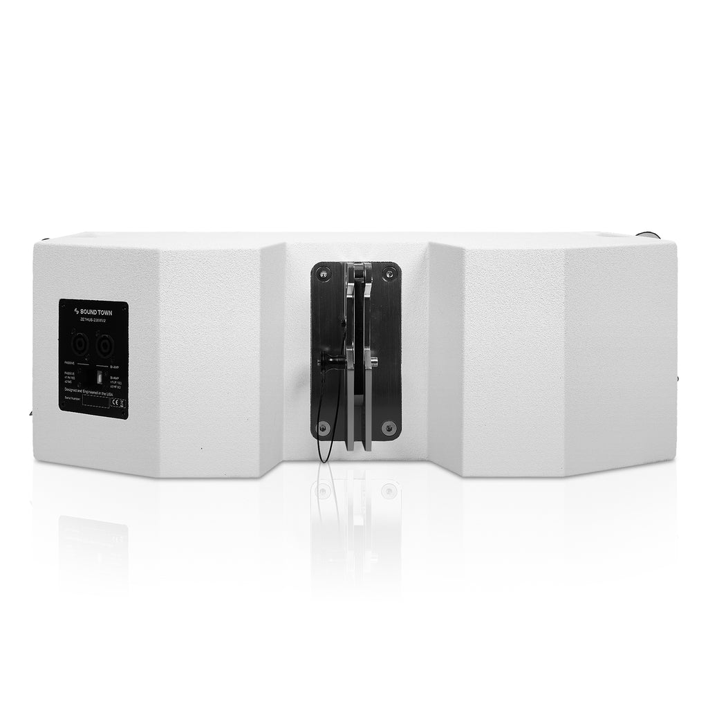 Sound Town ZETHUS-115SWPW208WV2X2 ZETHUS Series Line Array Speaker System with One 15-inch Powered Line Array Subwoofer, Two Compact 2 X 8-inch Line Array Speakers, White - loudspeaker back panel