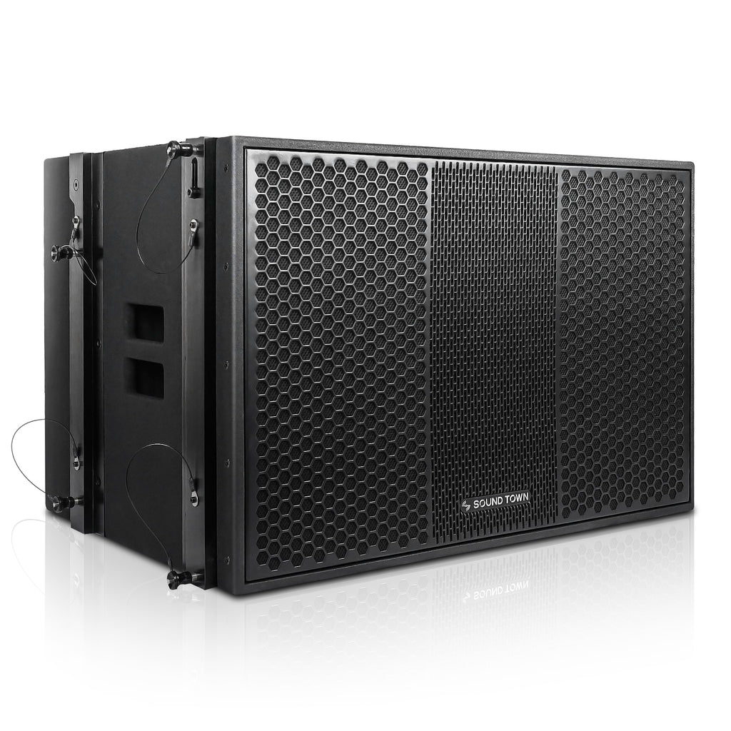 Sound Town ZETHUS-118S210X4 ZETHUS Series 18" 1600W Passive Line Array Subwoofer, Black for Bars, Clubs, Restaurants, Churches, Schools - Right Panel