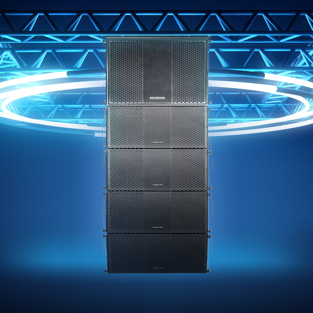 Sound Town ZETHUS-118S210X4 ZETHUS Series Line Array Speaker System w/ 1 x 18" Subwoofer, 4 x Dual 10” Loudspeaker, Black for Live Sound, Clubs, Bars, Churches and Schools - Flying Mount View