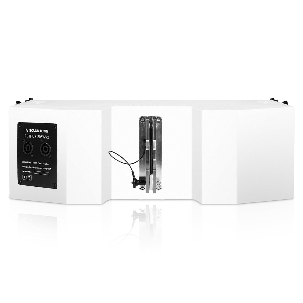 Sound Town ZETHUS-205WV2X4 ZETHUS Series Line Array Speaker System w/ Four White Compact 2 X 5-inch Line Array Speakers, White - Loudspeaker Back Panel