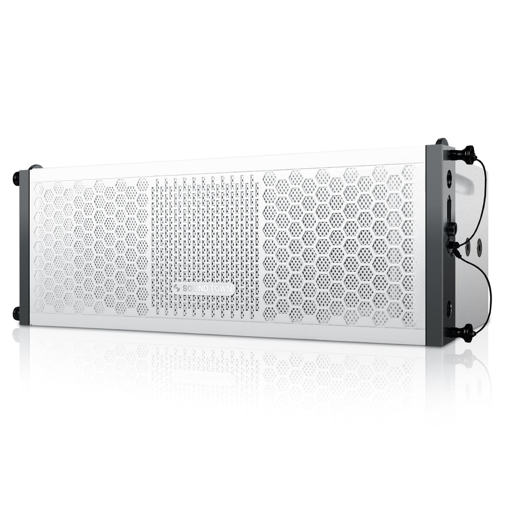 Sound Town ZETHUS-205WV2X4 ZETHUS Series Line Array Speaker System w/ Four White Compact 2 X 5-inch Line Array Speakers, White - Loudspeaker Left Panel