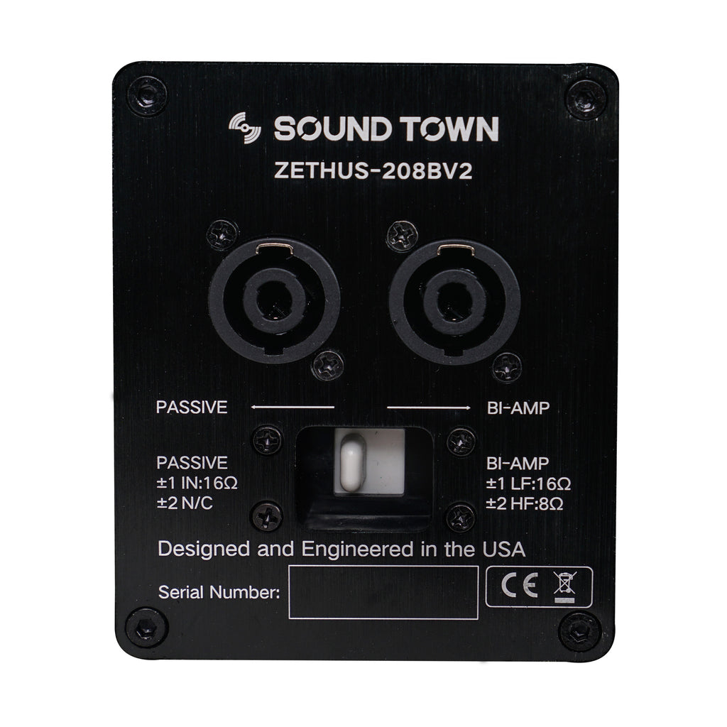 Sound Town ZETHUS-208BV2-2PAIRS Dual 8-inch Line Array Speaker System, Black - Jack Plate