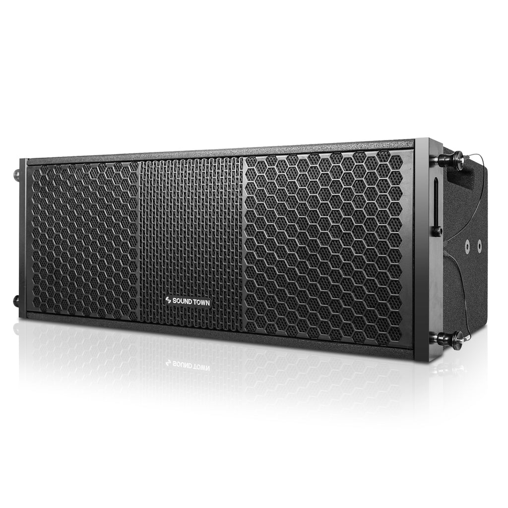 Sound Town ZETHUS-208BV2-PAIR Dual 8-inch Line Array Speaker System, Black - Left Panel