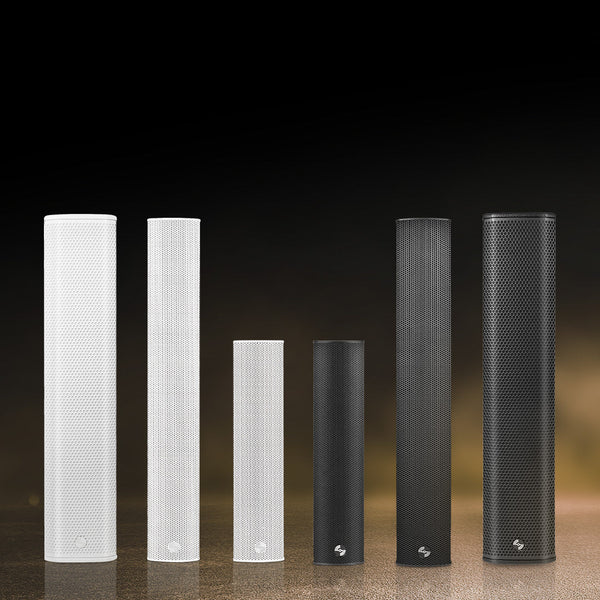 CARPO Series Weather-Resistant Compact Aluminum Line Array Column Speaker with Wall Mount Bracket for Patios and Restaurants