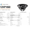 Sound Town 12HP1060 | Original Faital Pro 12" Aluminum Frame Mid Bass Woofer with Neodymium Magnet, PA/DJ Replacement Woofer, 1000W at 8 Ohm, Made In Italy-Specifications