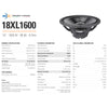 Sound Town 18XL1600 | Original Faital Pro 18" Aluminum Frame Woofer with Neodymium Magnet, PA/DJ Replacement Subwoofer, 1600W at 8 Ohm, Made In Italy-Specifications
