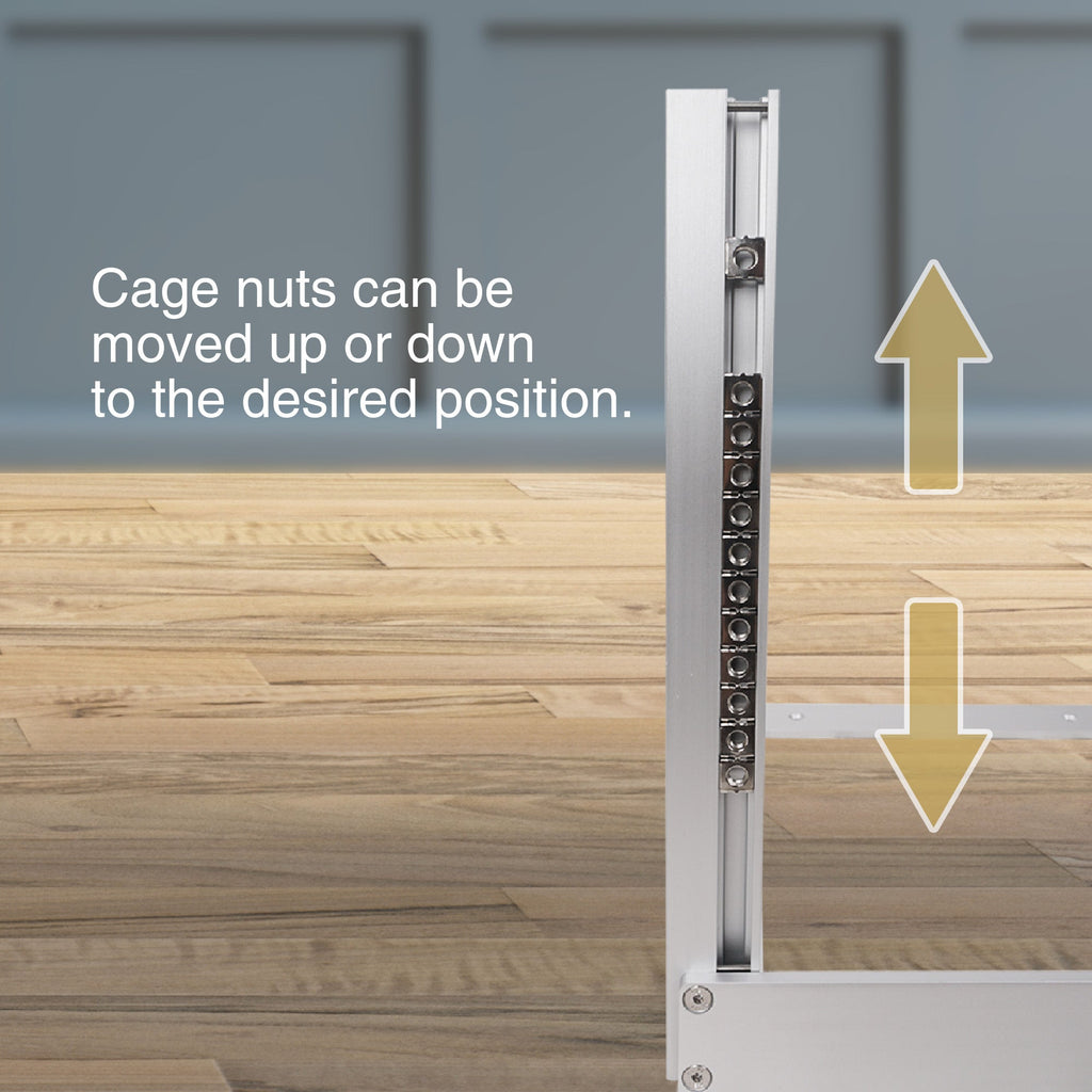 Sound Town 2PF-4A-R | REFURBISHED: 4U Aluminum 2-Post Desktop Open-Frame Rack for PA, Audio/Video, Network Switches, Routers, Patch Panels, Angle Adjustable - Cage Nuts can be moved up or down to the desired position