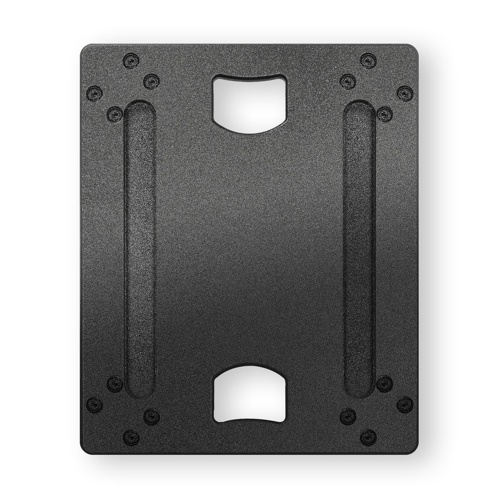 MODE Audio AURA-215CB | MODE Audio Heavy-Duty Plywood Caster Board with 4" Wheels and Locking Brakes for AURA-215 Series Subwoofers  - Top-Down, Overhead View