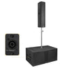 AURA-215S1.164 | AURA Series Powered PA System with 2400W Dual 15" 1.1 Subwoofer, Column Array Loudspeaker with LAVOCE Drivers, Black - SpeakON Output