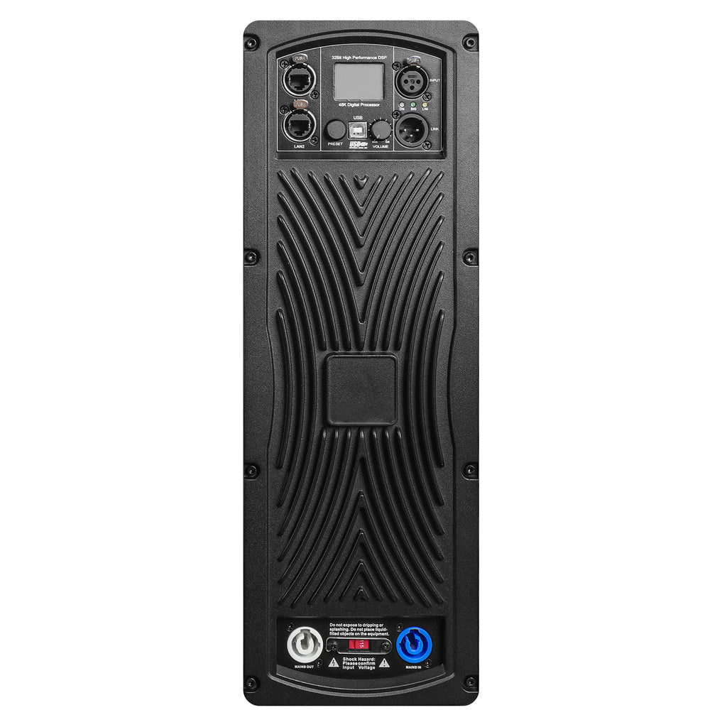 MODE Audio AURA-215SA | AURA Series Dual 15" 2400W Powered PA Subwoofer with Class-D Amplifier and DSP Presets, Birch Plywood, Black - Plate Amplifier
