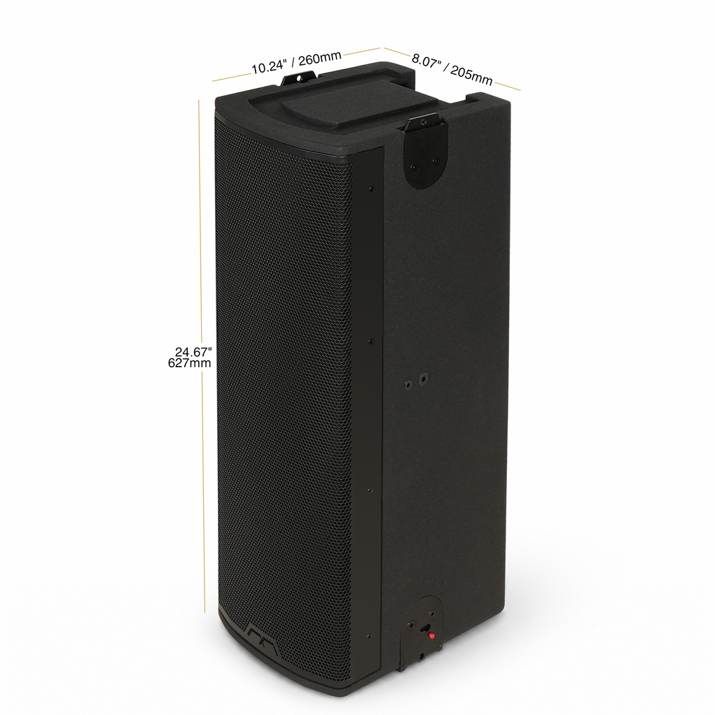 MODE Audio AURA-6.2 | AURA Series 2-Way 600W Passive Column Array Loudspeaker w/ LAVOCE 2 x 6.5" Woofers, Wall-Mount Bracket, Plywood, Black - Size and Dimensions
