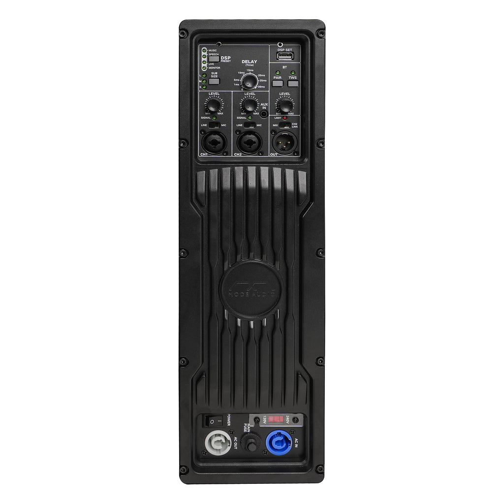 AURA-6.4A | AURA Series 2-Way 1000W Powered Column Array Loudspeaker w/ LAVOCE 4 x 6.5" Woofers, Class-D, DSP, TWS, Wall-Mount Bracket, Plywood, Black - Plate Amp