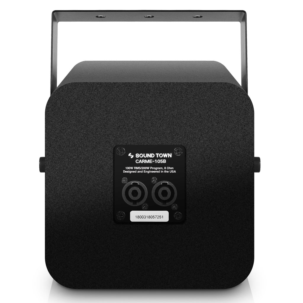 Sound Town CARME-105B | Compact 2-way 5” Coaxial Loudspeaker w/ 5” Woofer & Speed Mounting Bracket for Installation, Bar, Church - Back Panel