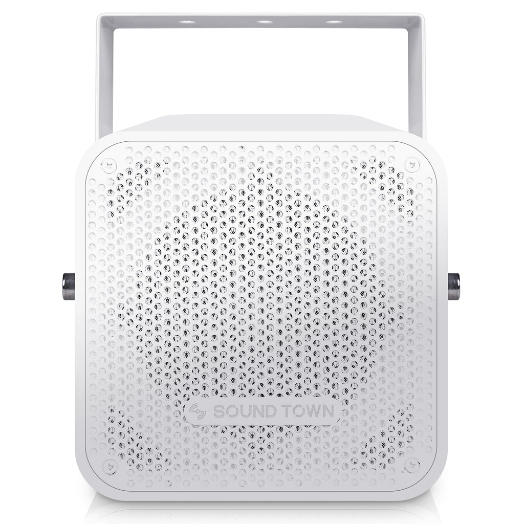 Sound Town CARME-105W Compact 2-way 5” Coaxial Wall Mount Commercial Loudspeaker, White, with 5” Woofer, Speed Mounting Bracket for Bar, Church - Left Panel