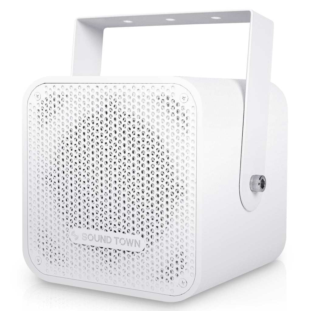Sound Town CARME-105W Compact 2-way 5” Coaxial Wall Mount Commercial Loudspeaker, White, with 5” Woofer, Speed Mounting Bracket for Bar, Church - Left Panel