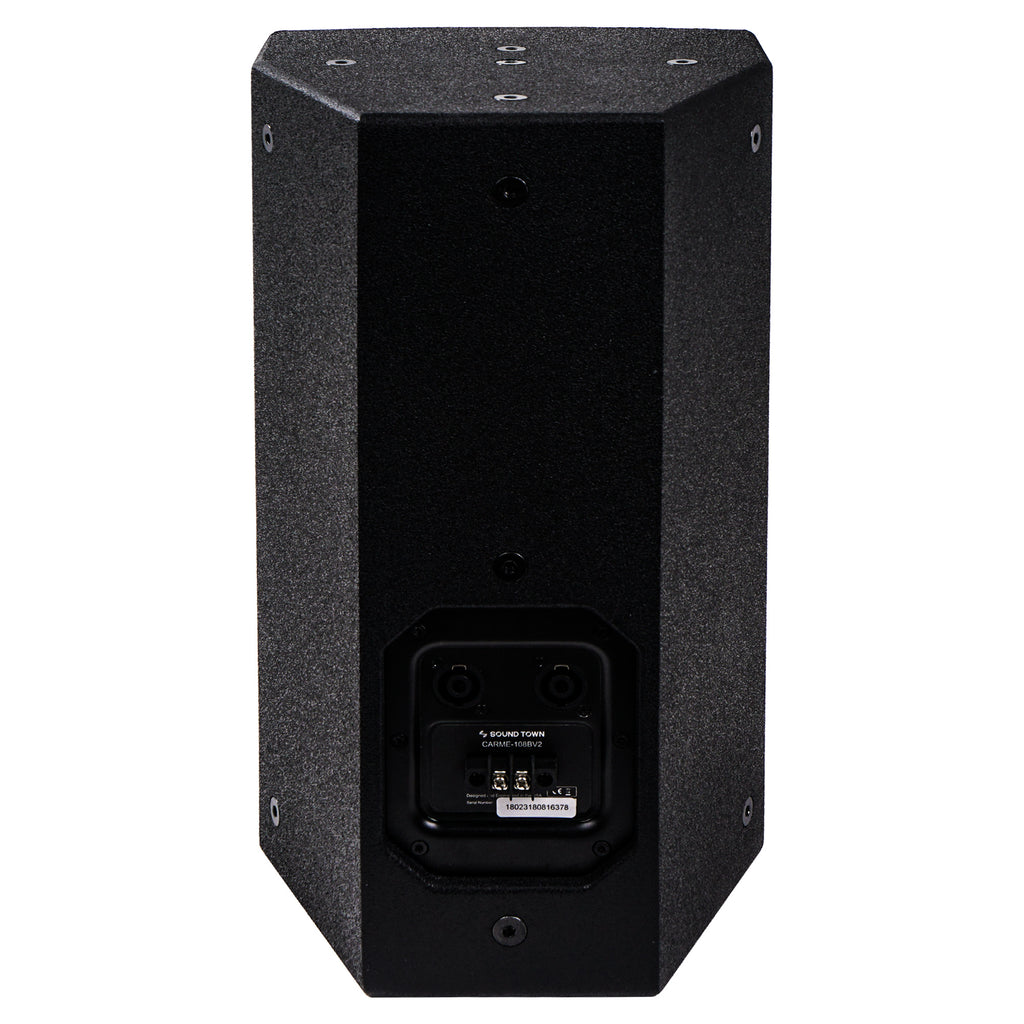 Sound Town CARME-108BV2-R | REFURBISHED: CARME Series 8" 350W 2-Way Professional PA DJ Monitor Speaker, Black w/ Compression Driver for Installation, Live Sound, Karaoke, Bar, Church - Back Panel