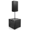 Sound Town CARME-112BPW15SPW | CARME Series PA System with Powered 12" Loudpeaker, 15" Subwoofer, Subwoofer Pole Combo Set, Black