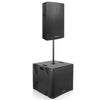 Sound Town CARME-115BPW18SPW | CARME Series Powered PA System with 15" Loudspeaker, 18" Subwoofer w/ DSP, LPF and Speaker Pole Combo Set, Black