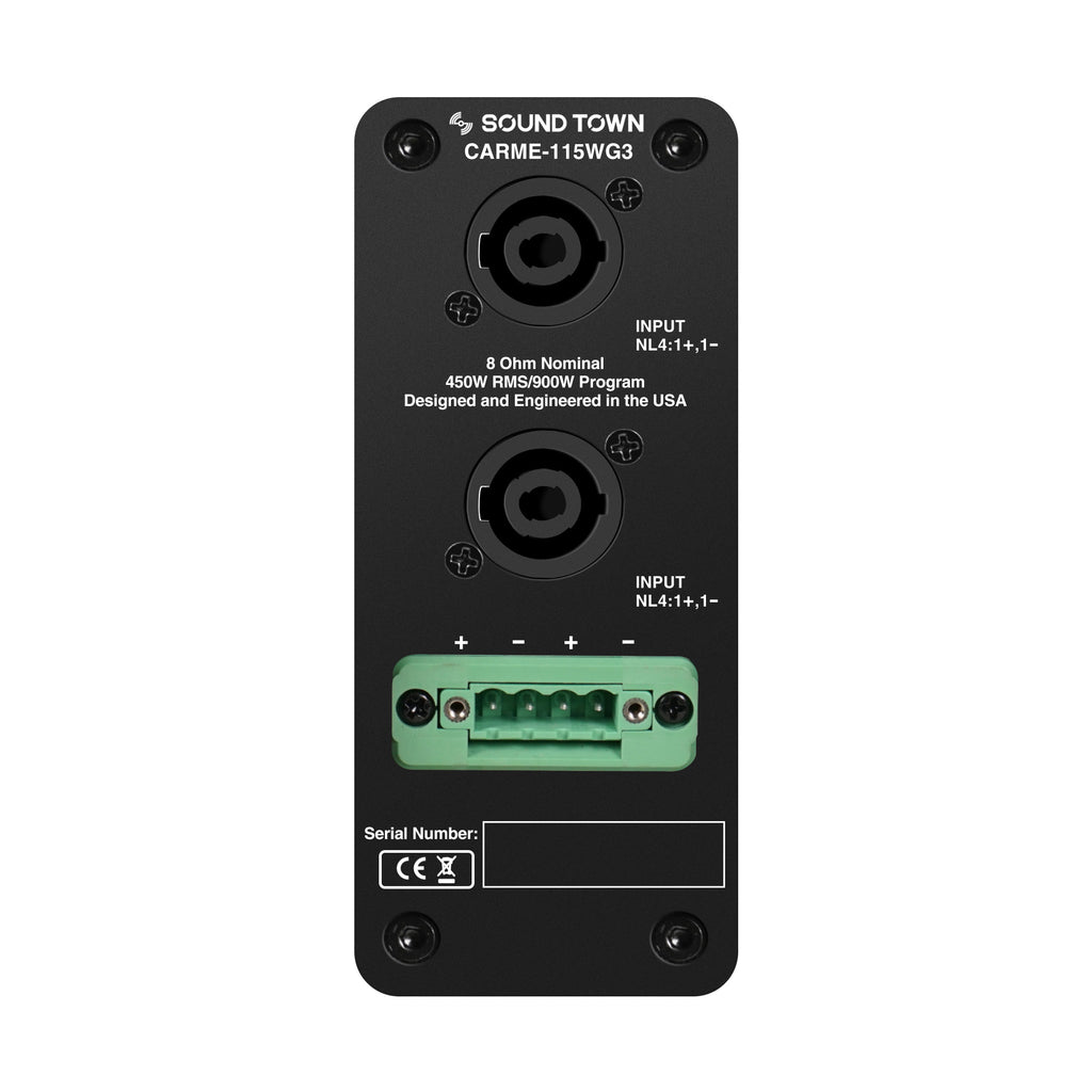 Sound Town CARME-115WG3-R | REFURBISHED: CARME Series 15" 900W 2-Way Professional PA DJ Speaker, White w/Titanium Driver for Installation, Live Sound, Karaoke, Bar, Church-Speakon Input & Output Connectors