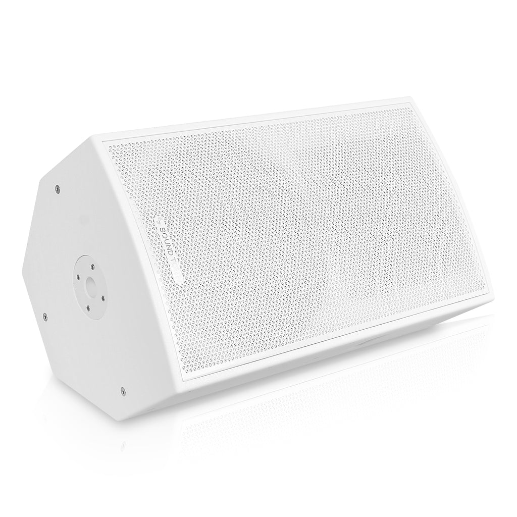 Sound Town CARME-115WPW | CARME Series 15" 2-Way Powered PA DJ Speaker, White w/ Onboard DSP, Birch Plywood for Installation, Live Sound, Karaoke, Bar, Church - Floor Stage Monitor, Wedge