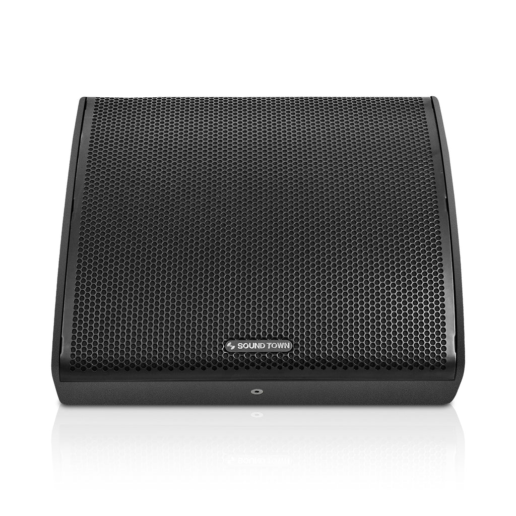 Sound Town CARME-12MM | CARME Series 12" Multipurpose Loudspeaker, with Coaxial Compression Driver for Installation, Live Sound, Karaoke, Bar, Church, Black - Front Panel, Floor Monitor