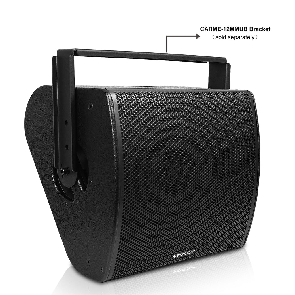 Sound Town CARME-12MM | CARME Series 12" Multipurpose Loudspeaker, with Coaxial Compression Driver for Installation, Live Sound, Karaoke, Bar, Church, Black - with U bracket