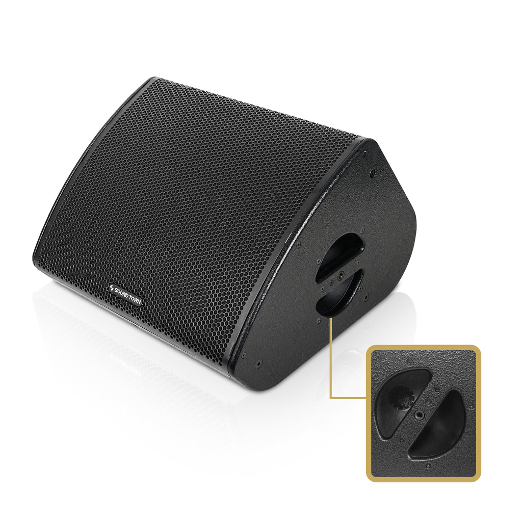 Sound Town CARME-12MM | CARME Series 12" Multipurpose Loudspeaker, with Coaxial Compression Driver for Installation, Live Sound, Karaoke, Bar, Church, Black - recessed handles
